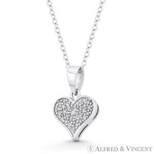 Heart Charm CZ Crystal Pendant in .925 Sterling Silver w/ Rhodium